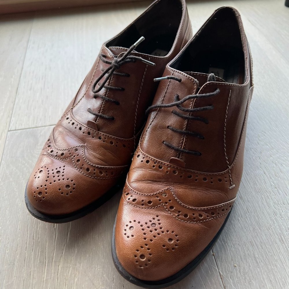 Artisan Golden leather oxfords handmade in Peru (size 39 EU, 8.5 US)